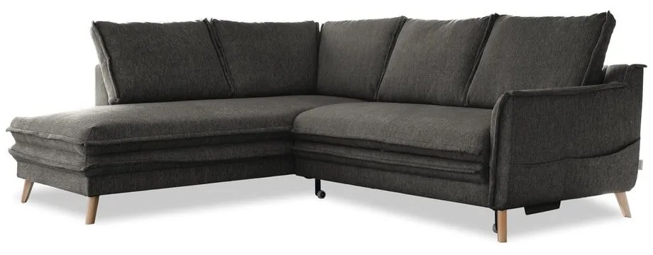 Sötétszürke kinyitható sarokkanapé (bal oldali) Charming Charlie – Miuform