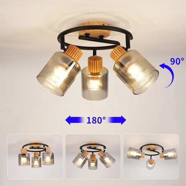Brilagi - HYGGE spotlámpa 3xE14/15W/230V fa/füstszínű