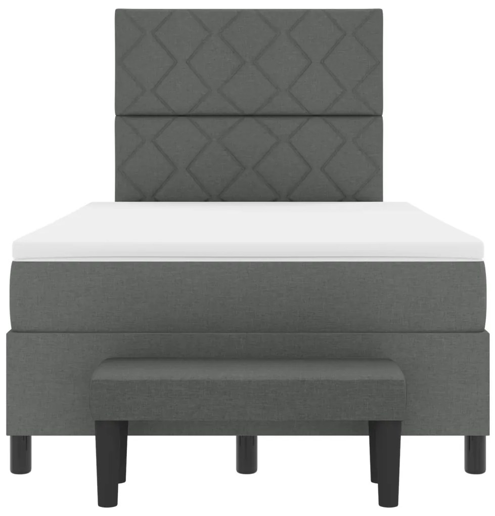 Box Spring ágy matraccal és paddal sötétszürke 120x200 cm