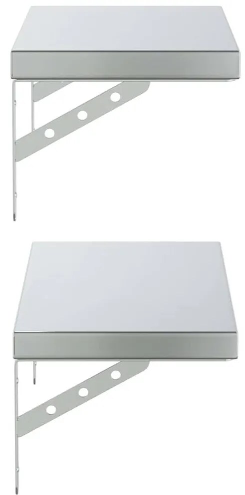 2 db ezüstszínű rozsdamentes acél fali polc 50 x 23,5 cm