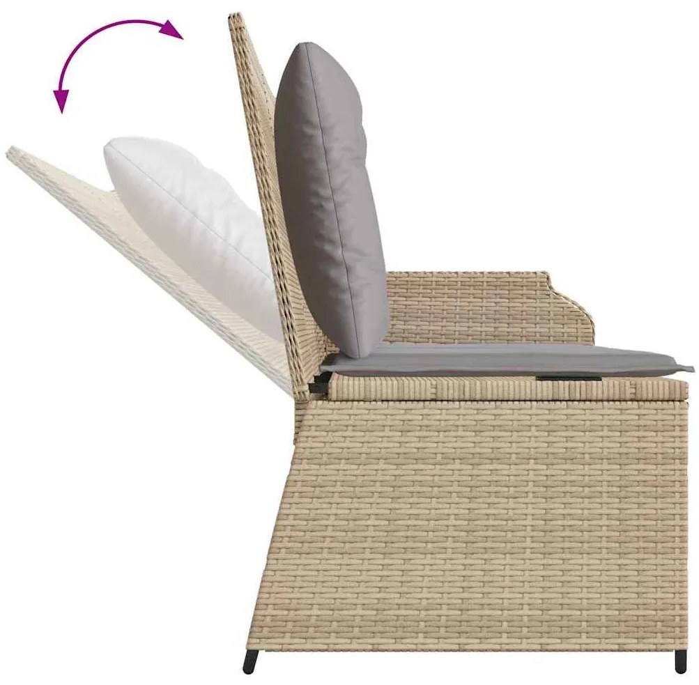 Kerti pad párnával Bézs Poli rattan