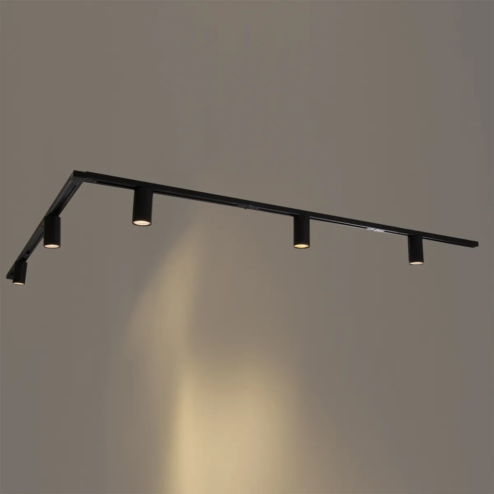 Modern sínrendszer 5 fekete 1-fázisú GU10 50mm spotlámpával - Iconic Ruby Honey