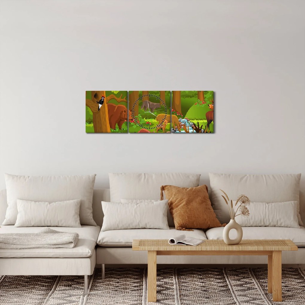 Gyermek kép állatokkal (órával) (90x30 cm)