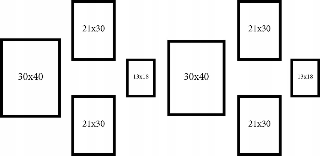 Képkeret szett 8db-os 30x40, A4, 13x18