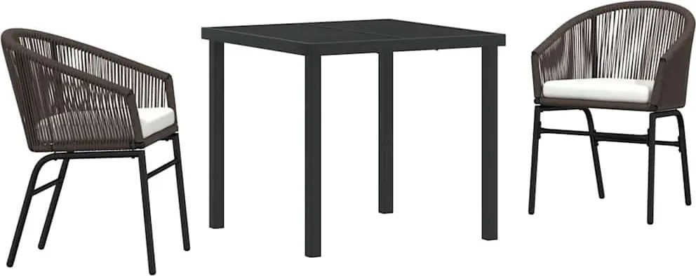 vidaXL Kert étkező szett 3 pcs Barna Porszórt acél