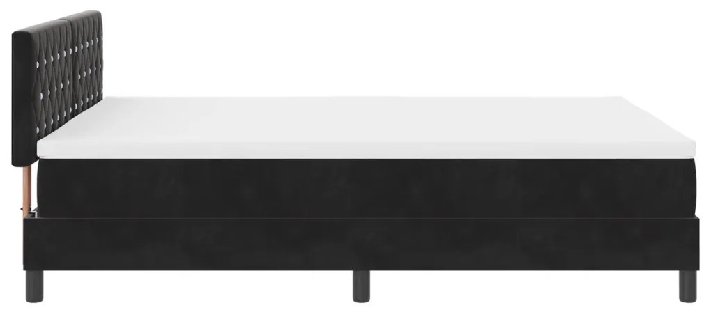 Boxspring Ágy Mattal Fekete 140x200 cm Bársony