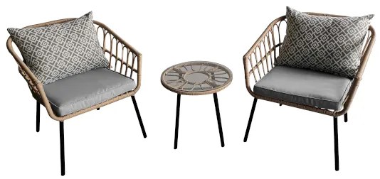PRAKTIKER BALKON SZETT 2 SZÉK +1 ASZTAL, ACÉL, BAMBUSZ, SZÍNES, FONOTT