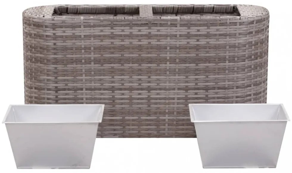 Szürke polyrattan virágtartó 80 x 25 x 40 cm