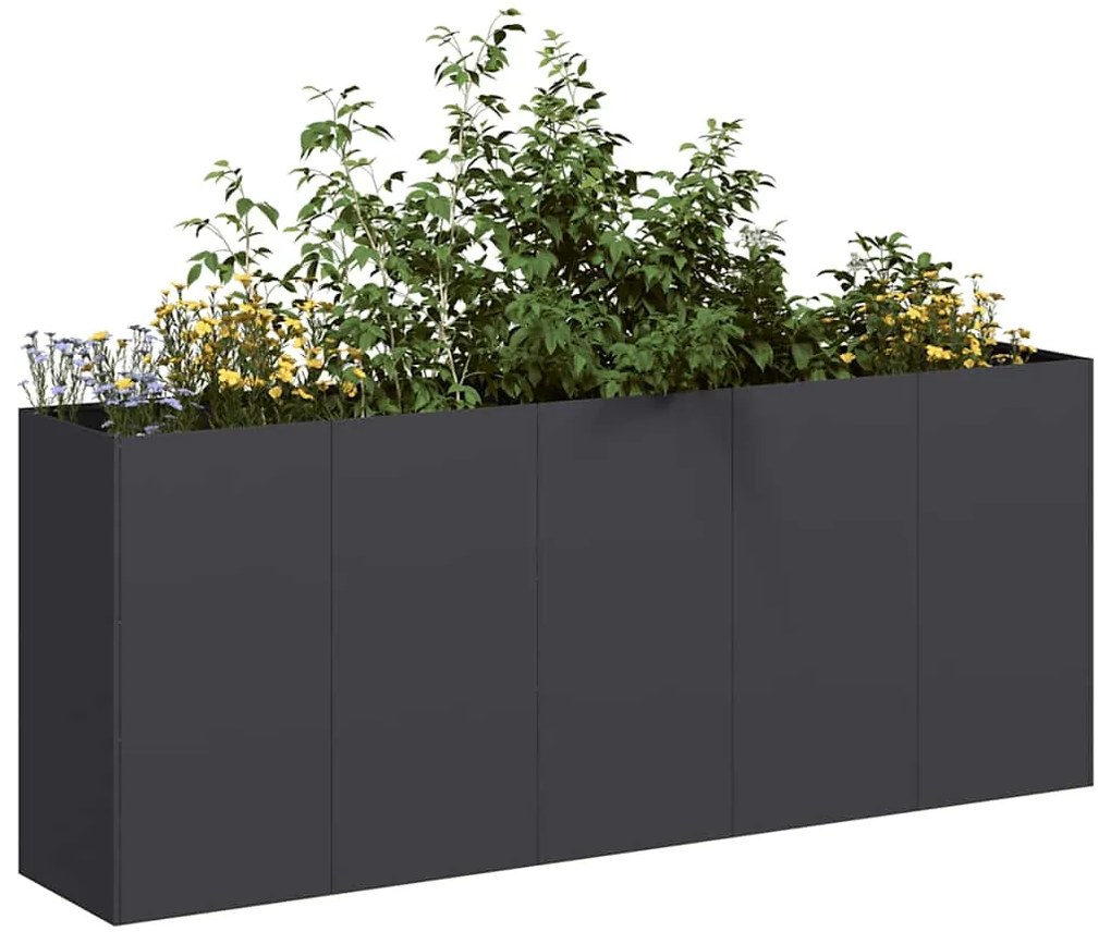 vidaXL ültetvény fekete 200x40x80 cm hidegen hengerelt acélból