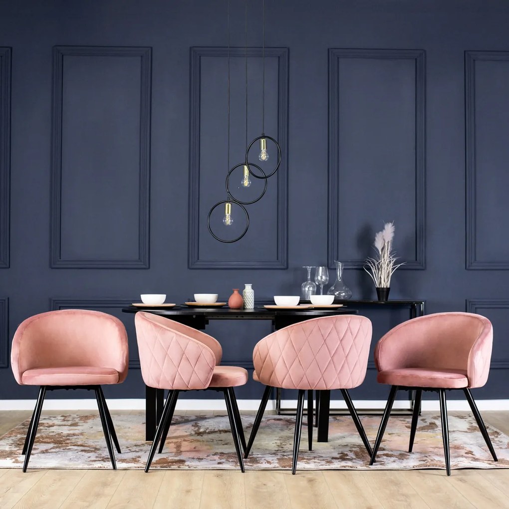 Elegáns Étkezőszék Rózsaszín Bársony Kárpittal. ADELE