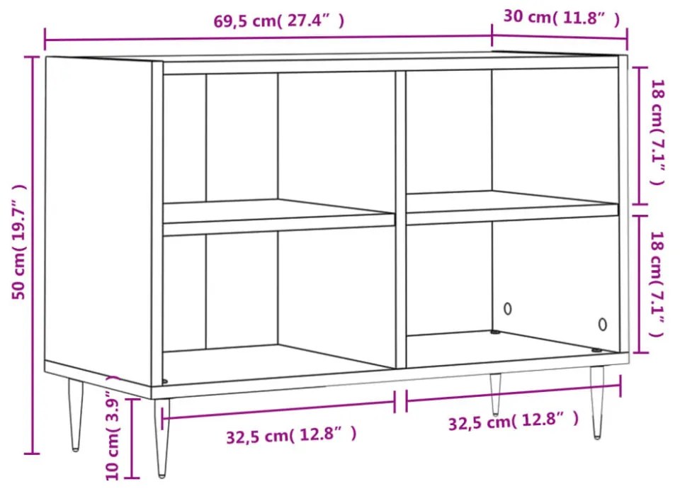 barna tölgy színű szerelt fa TV-szekrény 69,5x30x50 cm