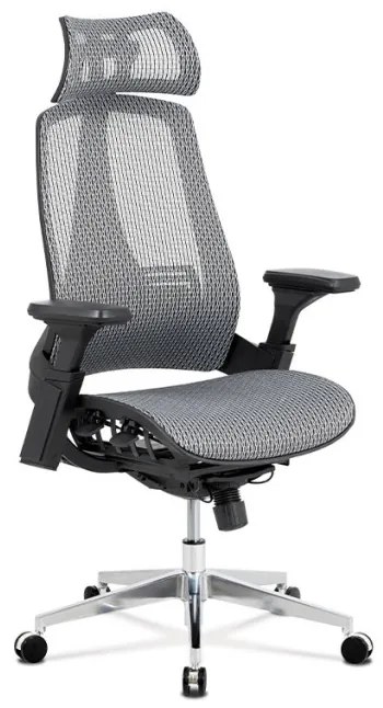Kancelářská židle, šedá MESH síťovina, lankový mech., kovový kříž