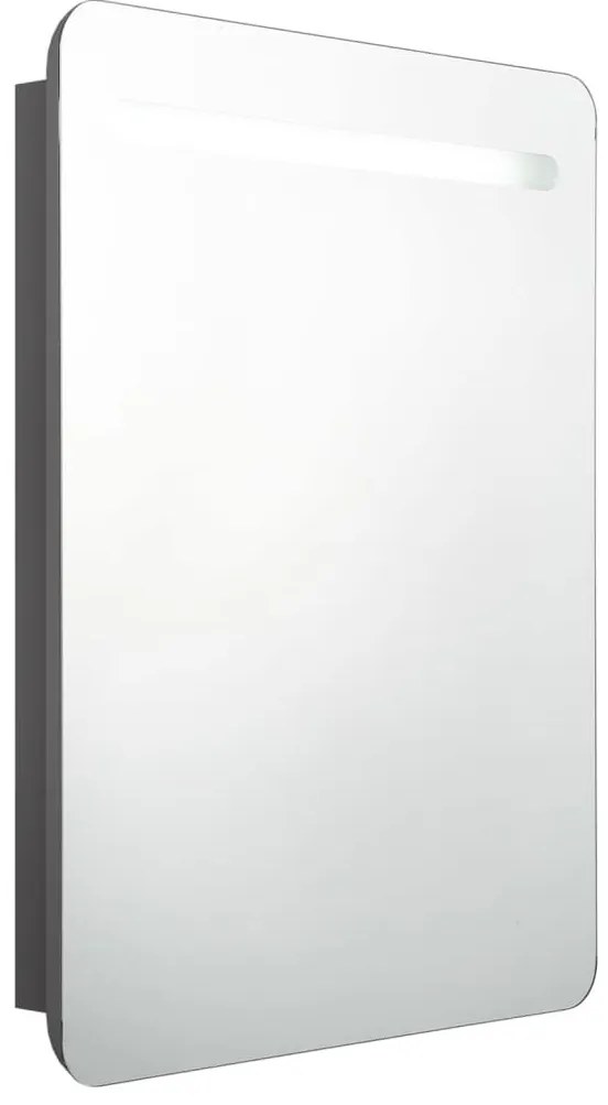 szürke LED-es tükrös fürdőszobaszekrény 60 x 11 x 80 cm