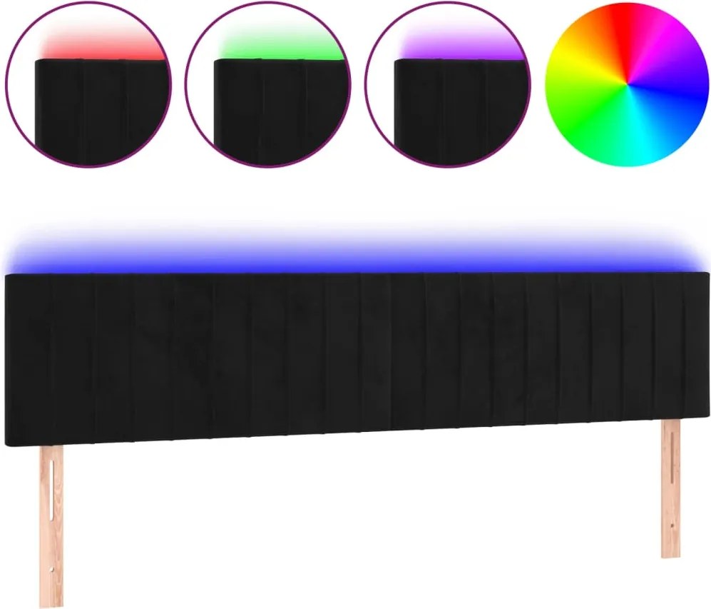vidaXL fekete bársony LED-es fejtámla 160x5x78/88 cm