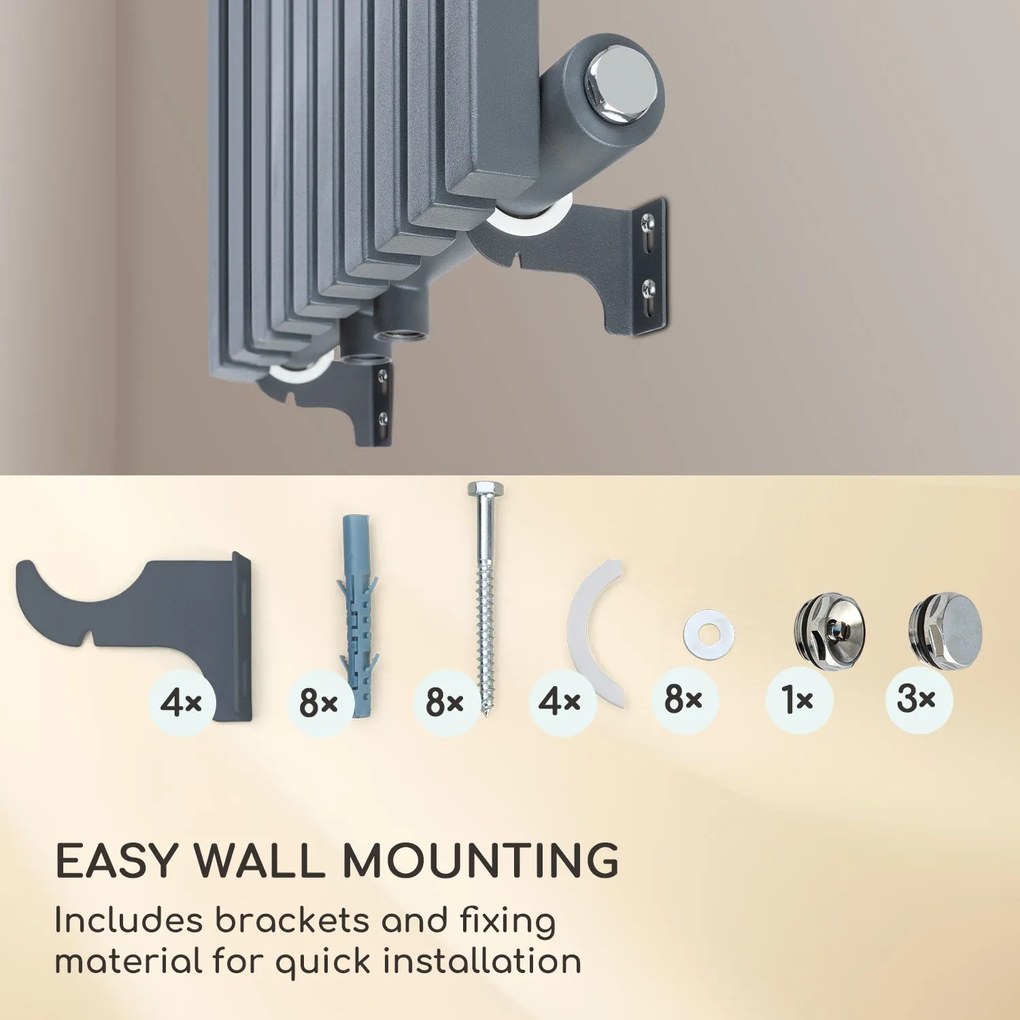 Besoa Delgado, radiátor, 160 x 45, 822 W, meleg víz, 1/2 ", 8 - 20 m², szürke