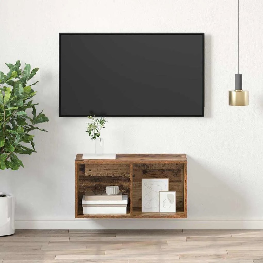 Fali TV szekrény Régi fa 37 x 37 x 72 cm Faanyag