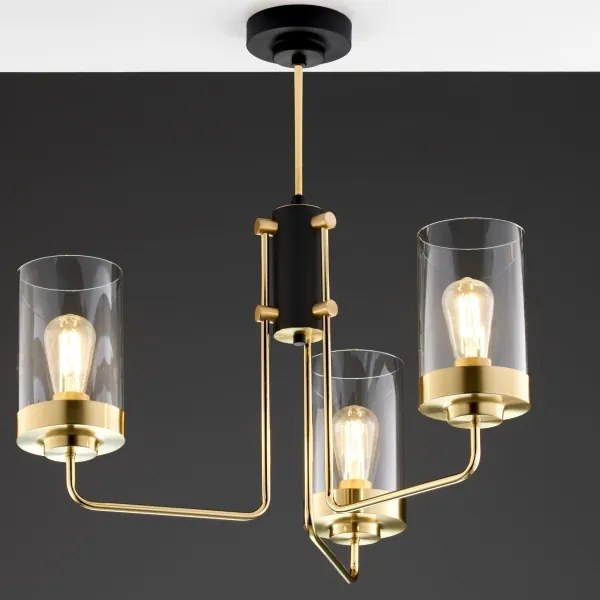 Jupiter 2087 - RAMIREZ rúdra szerelt csillár 3xE27/15W/230V arany/fekete