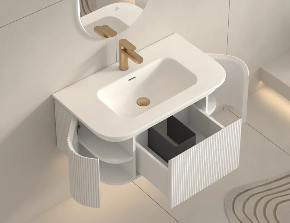 AREZZO design SIERRA 80 cm-es Fürdőszoba alsószekrény 1 fiók, 2 ajtó, matt fehér