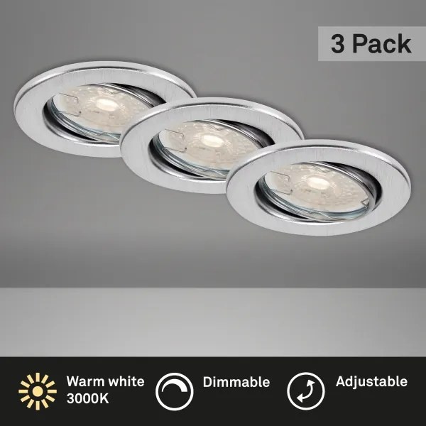 Brilo - 3 darabos szett, fényerőszabályozható fürdőszobai álmennyezetbe építhető lámpatest DIMM LED/5,5W/230V IP23