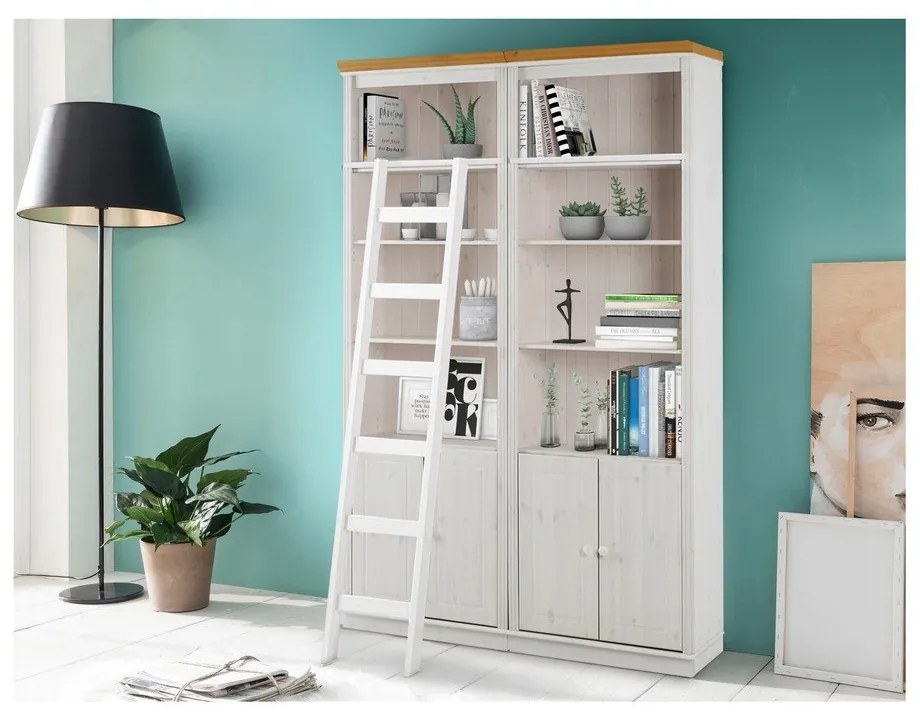 Fehér borovi fenyő könyvespolc 148x223 cm Anita – Støraa