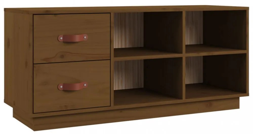 mézbarna tömör fenyőfa cipőtároló pad 100 x 34 x 45 cm