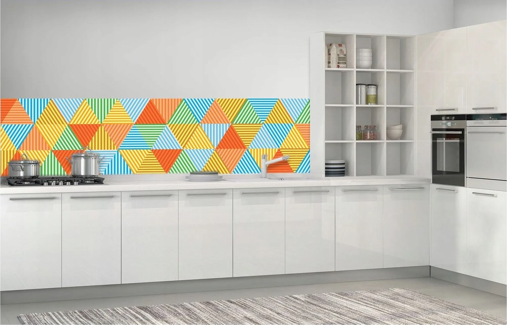 Flizelin fotótapéta Geometrikus absztrakt Háromszögek Színek 250x60 +ragasztó