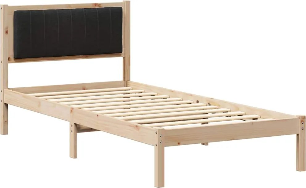 vidaXL Ágykeret Kárpitozott Fejtámlával fejtámlával Fekete 90 x 200 cm