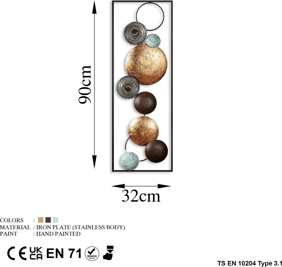 Textured fém fali dekoráció, 32 cm – TR891TNL2404