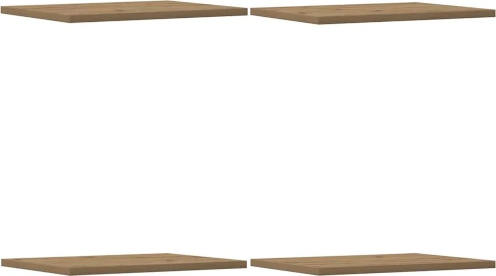 vidaXL 4 db kézműves tölgy színű szerelt fa könyvespolc 40x30x1,5 cm