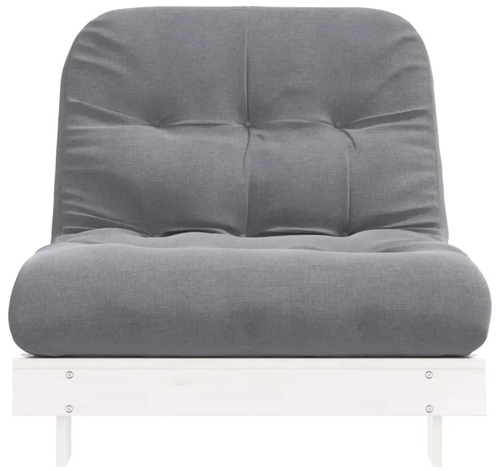 fehér tömör fenyőfa futon kanapéágy matraccal 80 x 206 x 11 cm