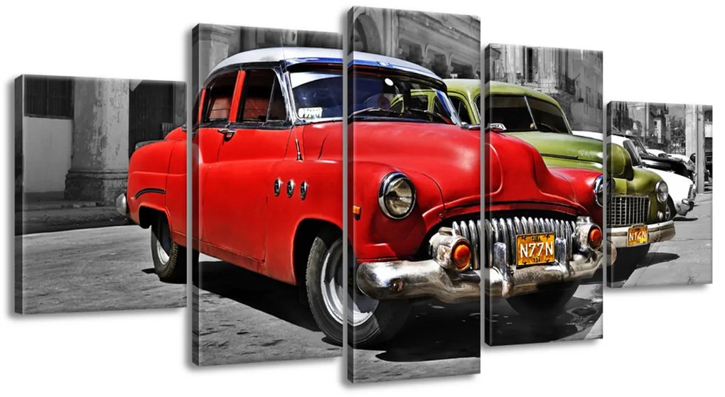 Gario Vászonkép Kubai taxi - 5 részes Méret: 150 x 70 cm