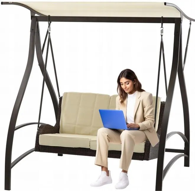 Kerti hinta technorattanból - barna prémium 166x130x170cm 62066