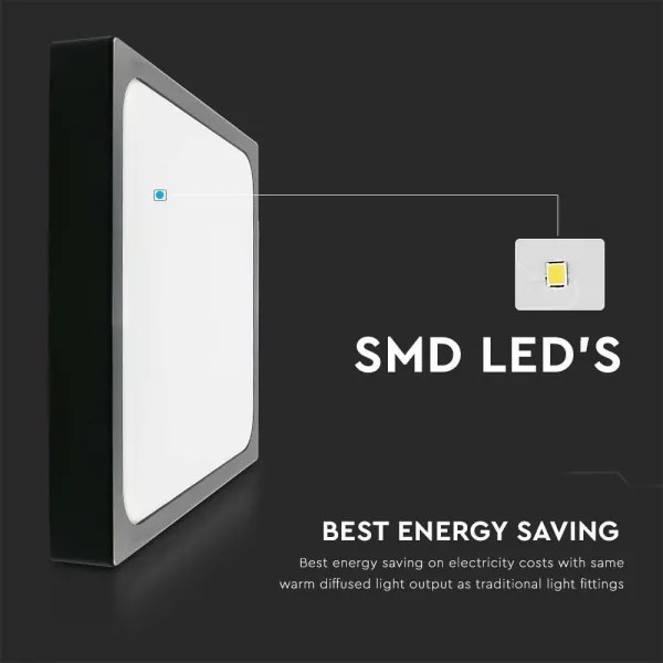 LED Fürdőszobai mennyezeti lámpa LED/30W/230V 6500K IP44 42x42 cm fekete