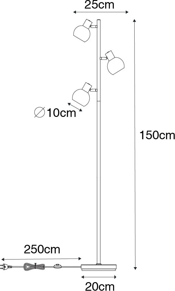 Okos állólámpa arany színben, rózsaszín üveggel, 3 izzós, 3 Wifi P45-tel - Vidro