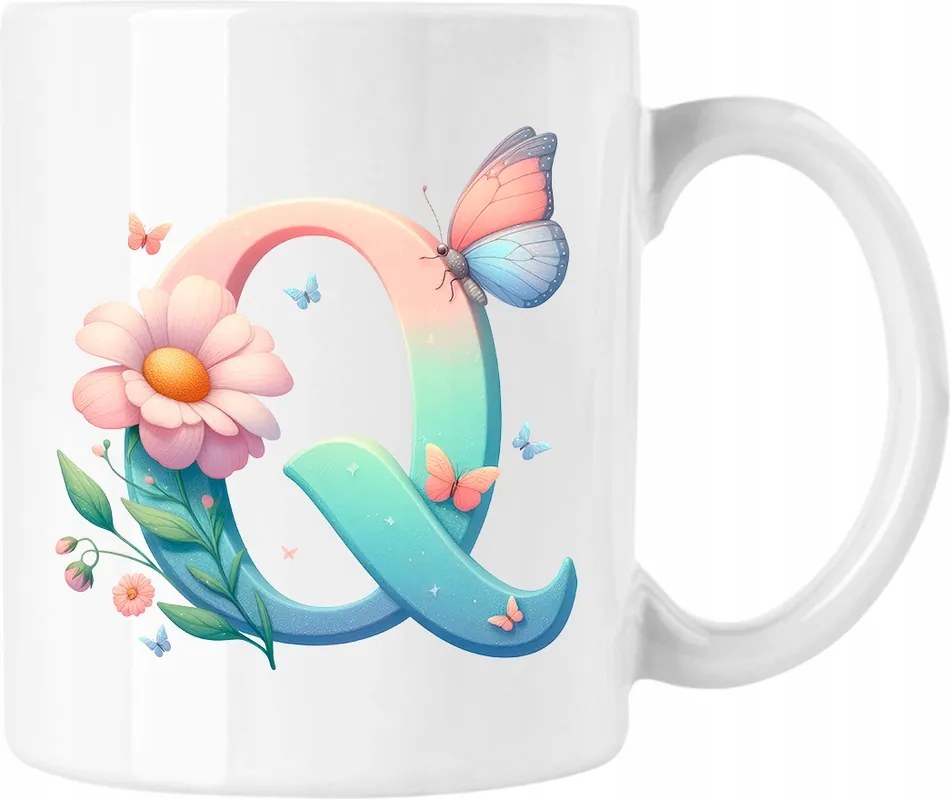 Pillangó bögre pillangó betű ábécé Q fehér 330ml