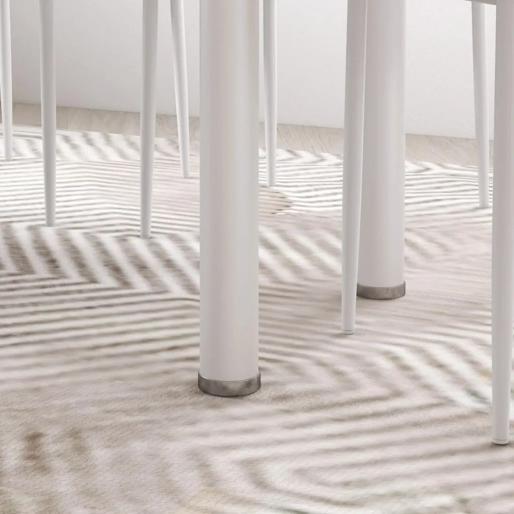 HOMCOM Étkezőgarnitúra, étkezőasztal 4 székkel, modern design, üvegasztal, fehér