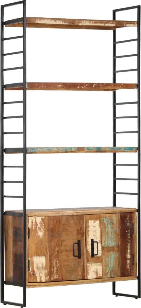 vidaXL 4 szintes tömör újrahasznosított fa könyvespolc 80x30x180 cm