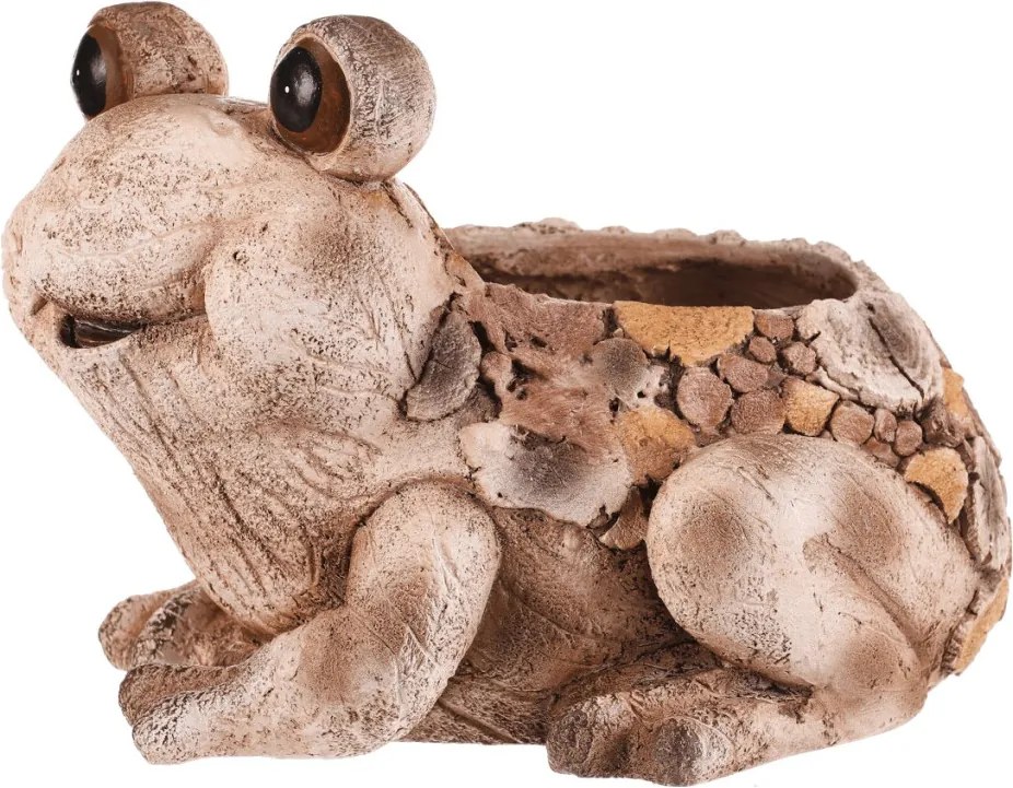 Béka virágtartó, magnézium, fa dekor