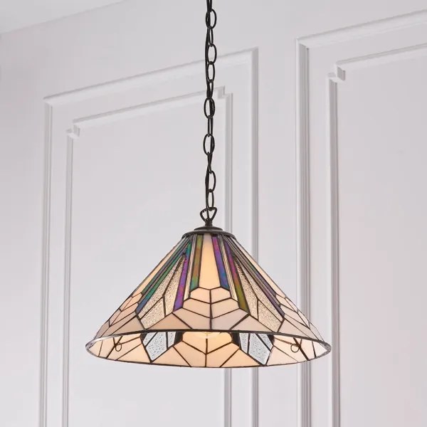 Endon 63937 - Tiffany ASTORIA láncos csillár, 1x E27/60W/230V, átmérő 40 cm