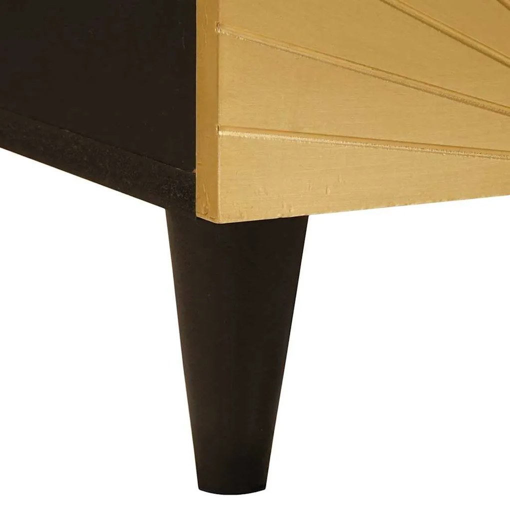 TV szekrény Fekete és Arany 100 x 33 x 46 cm tömör mangófa