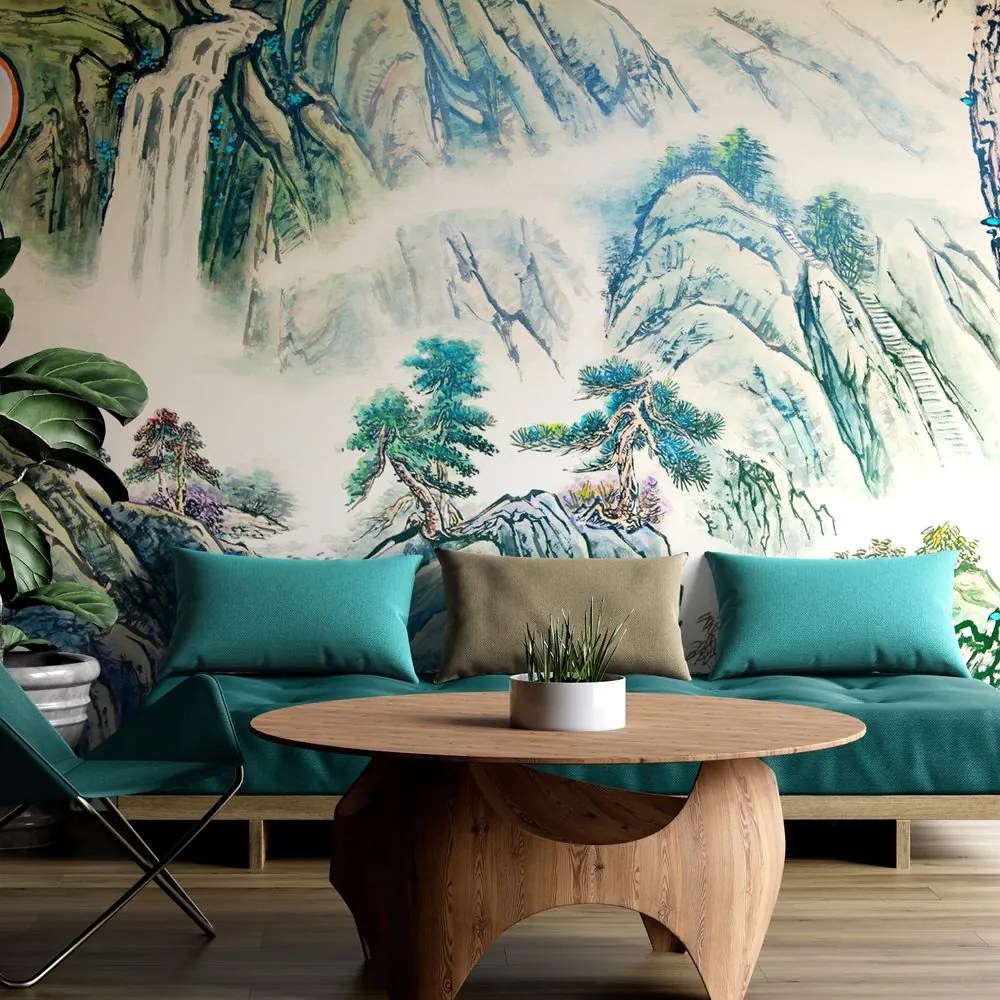 Öntapadó tapéta kínai tájkép festmény - 375x250