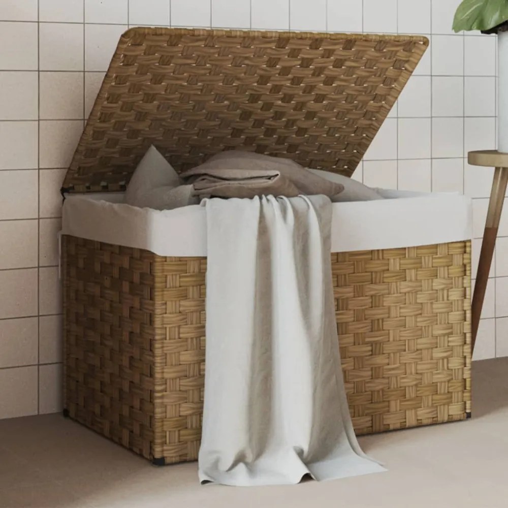 polyrattan szennyeskosár fedéllel 55,5 x 35 x 34 cm