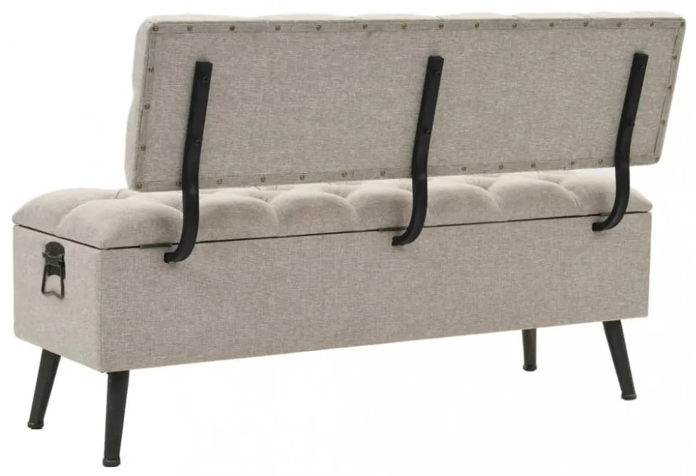 krémszínű szövet tárolópad háttámlával 110 cm