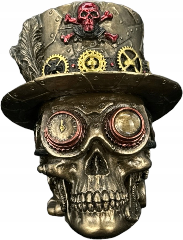 Steampunk Koponya hengerrel WU77638A4 Szobor Barna Márkás Veronese