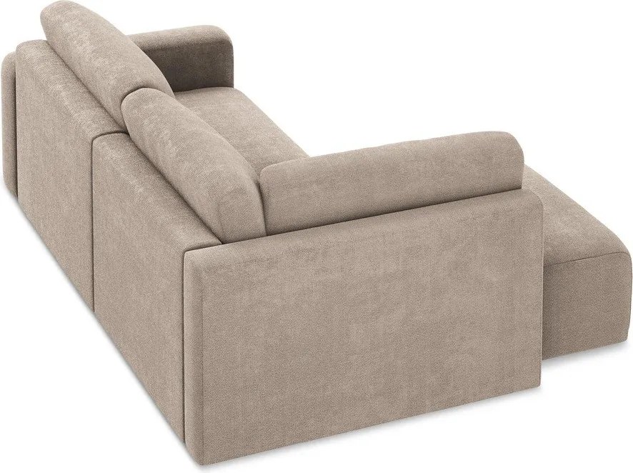 Bézs zsenília kinyitható-tárolóhelyes sarokkanapé (bal oldali-L alakú) Kona – Makamii