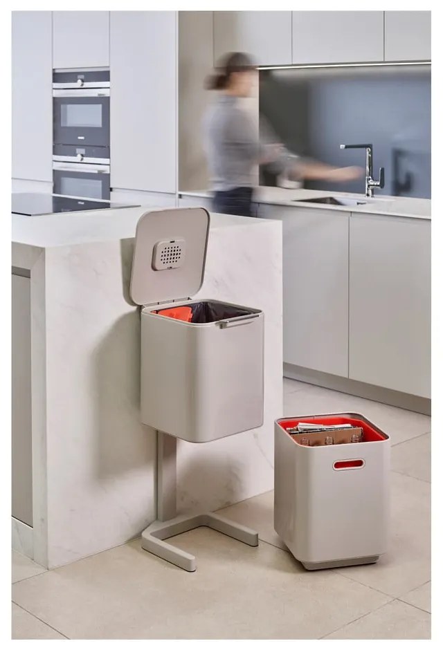 Totem Compact háromrekeszes krémfehér szelektív szemetes, 40 l - Joseph Joseph