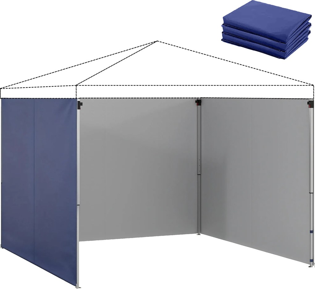 Outsunny 3 részes oldalfal 3 x 3 m pavilonhoz — cipzáras, UPF 50+, vízlepergető Oxford, sötétkék | Aosom