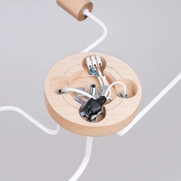 Sollux SL.1665 - Felületre szerelhető csillár TIMBO 4xE27/15W/230V fehér/bézs/bükkfa