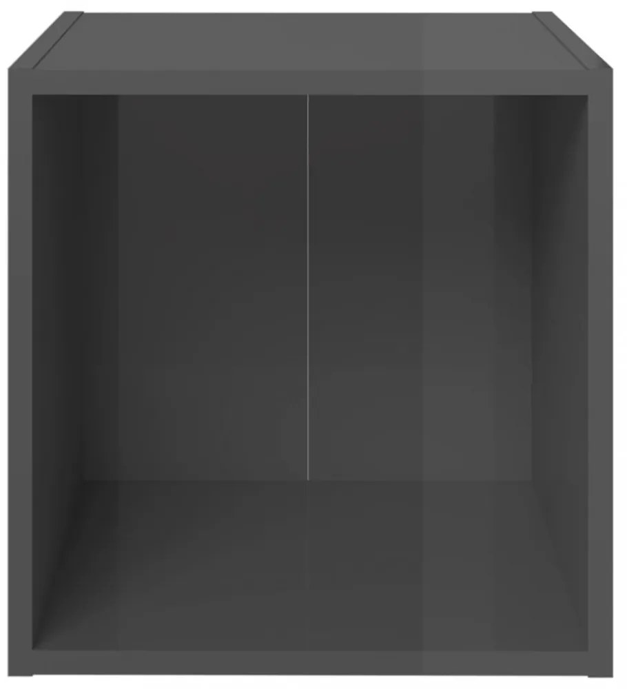 4 db magasfényű szürke szerelt fa TV-szekrény 37 x 35 x 37 cm