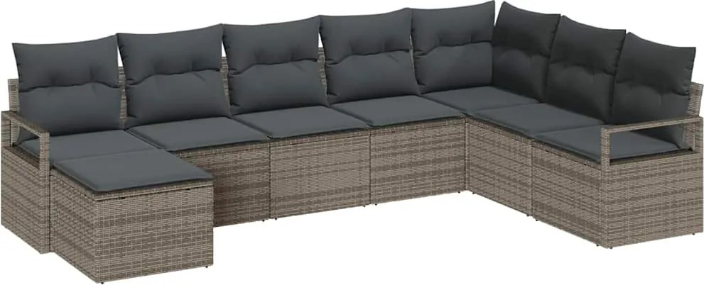 vidaXL Kanapé Szett párnával tárolóval 8 pcs Szürke polirattan